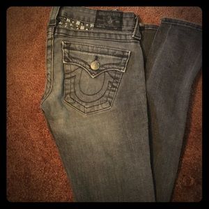 Dark gray True Religion studded jeans